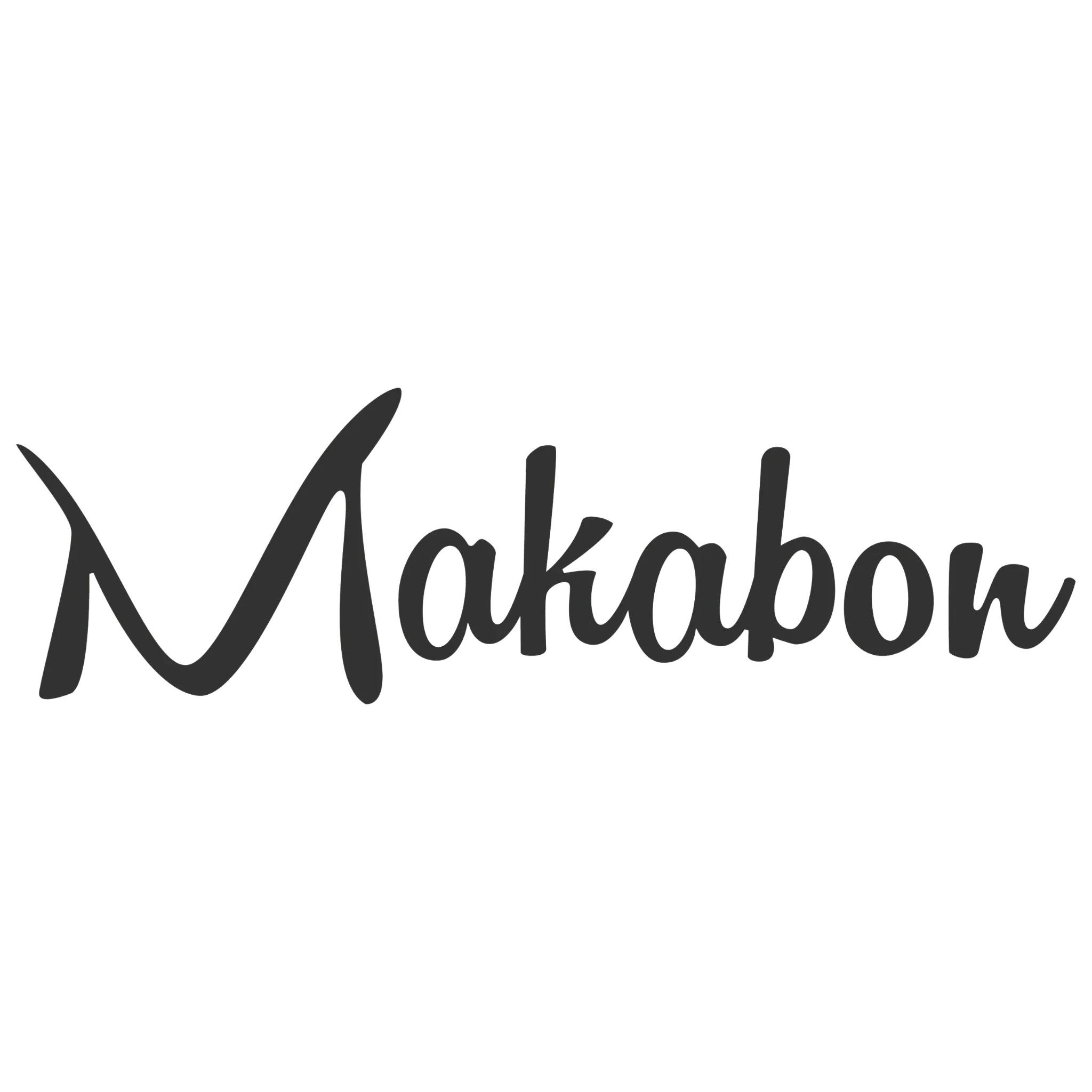 Logo de la marque Makabon pour Bistro D avec une typographie élégante et fluide en noir sur fond blanc