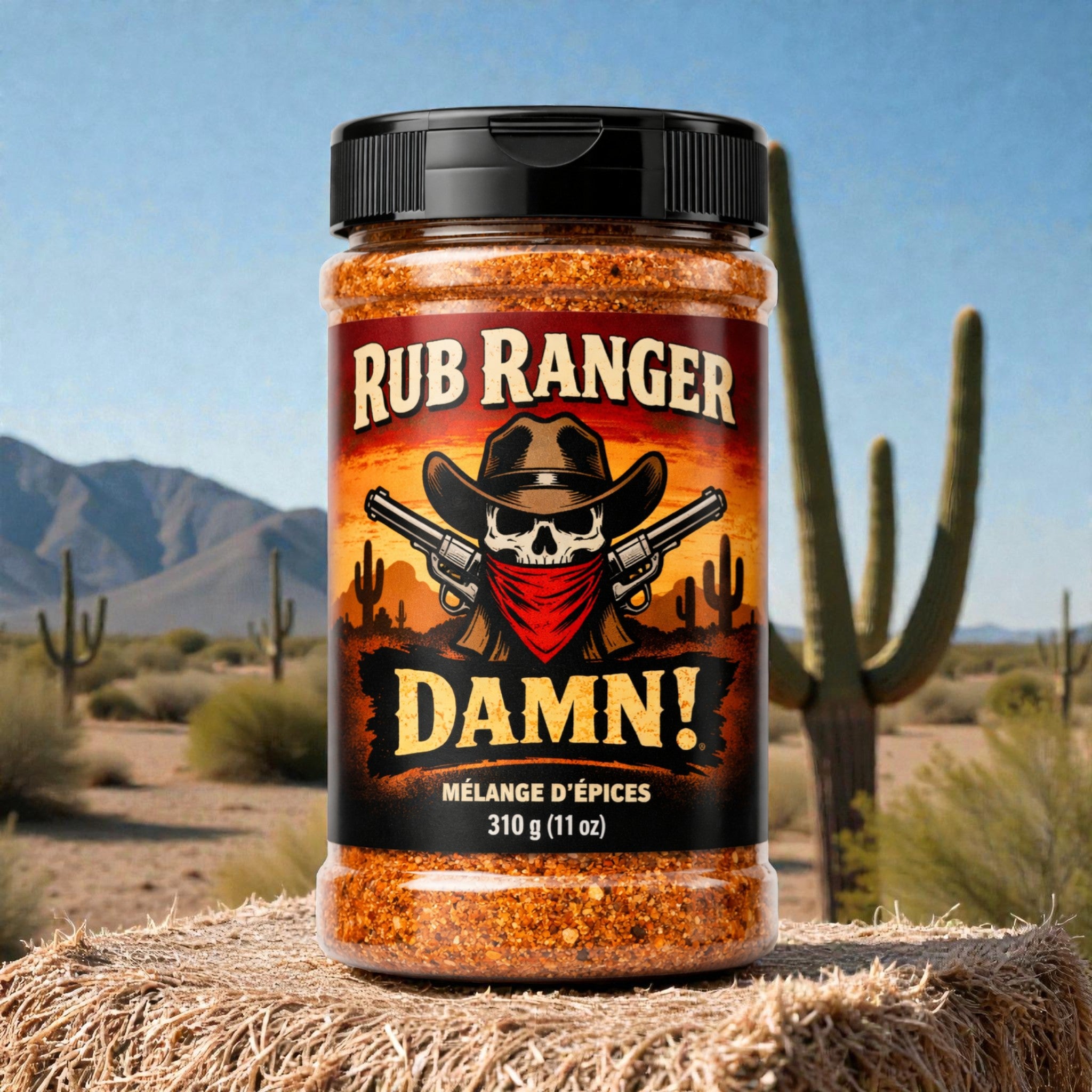 Mélange d’épices BBQ style Texas Rub Ranger Baron au Bâton en pot de 310 g
