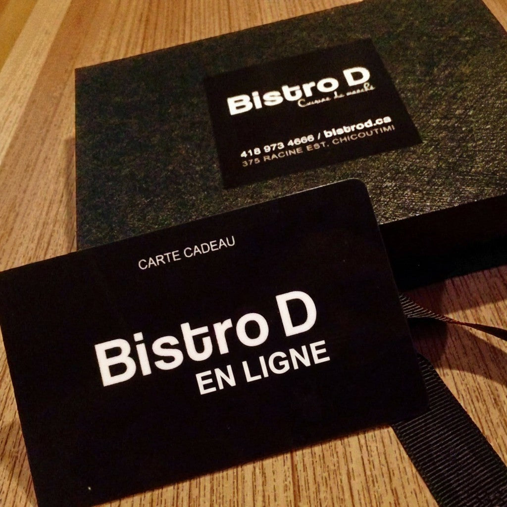 Carte cadeau Bistro D numérique pour achat en ligne
